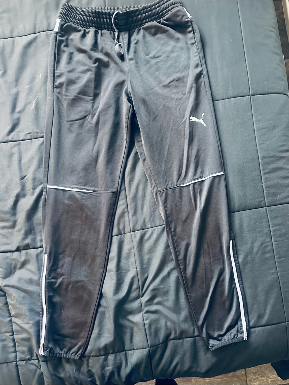 Puma Black Joggers with White Piping